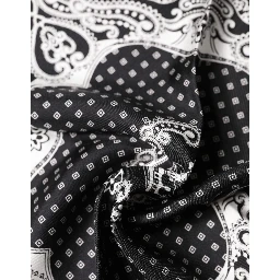 Black Bandana Print Square Handkerchief Scarf