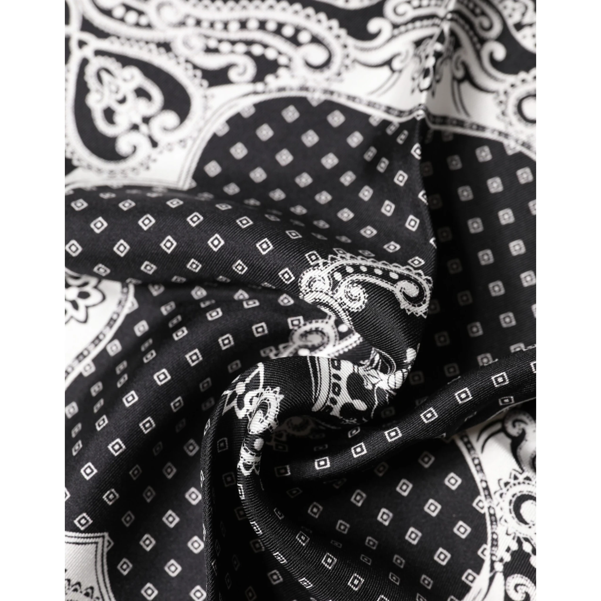 Black Bandana Print Square Handkerchief Scarf