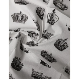 White Crown Cotton Square Foulard Scarf