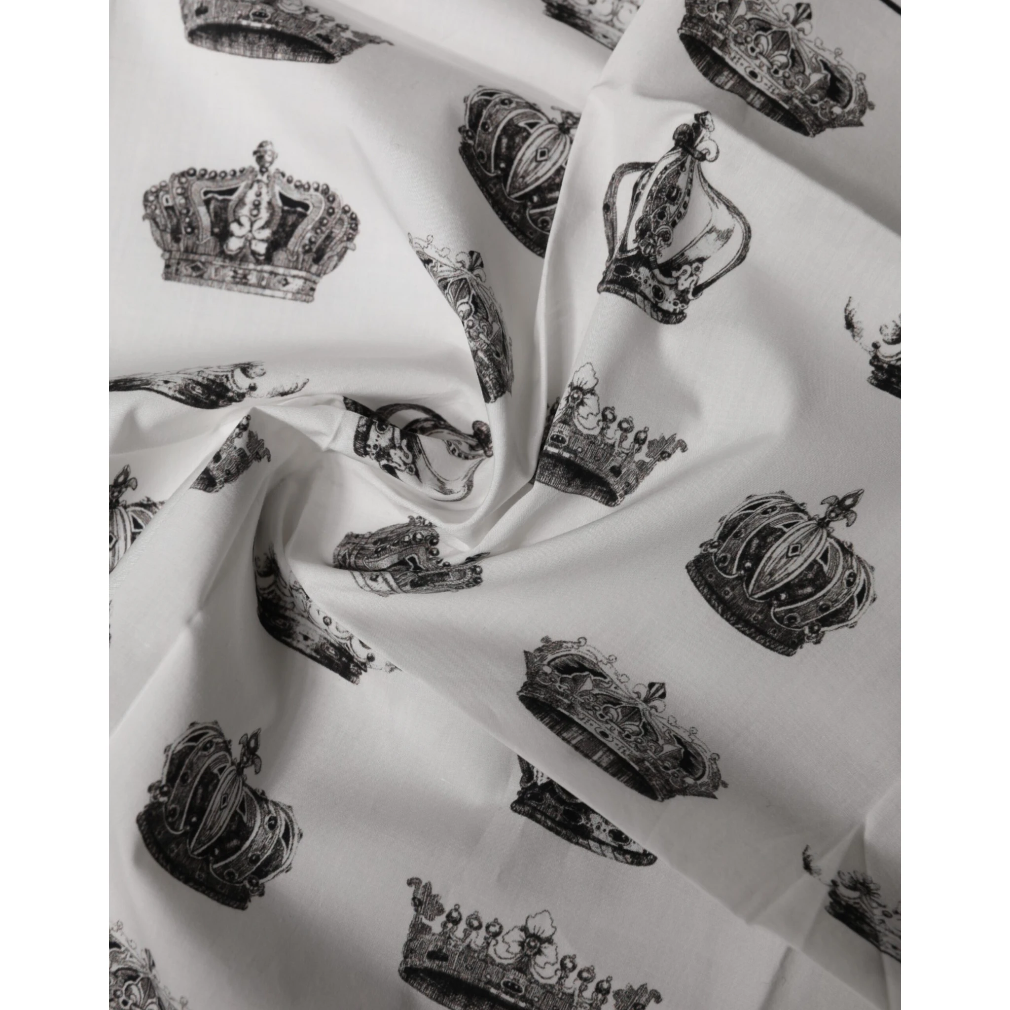 White Crown Cotton Square Foulard Scarf