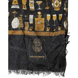 Black Jazz Club Print Neck Wrap Shawl Scarf