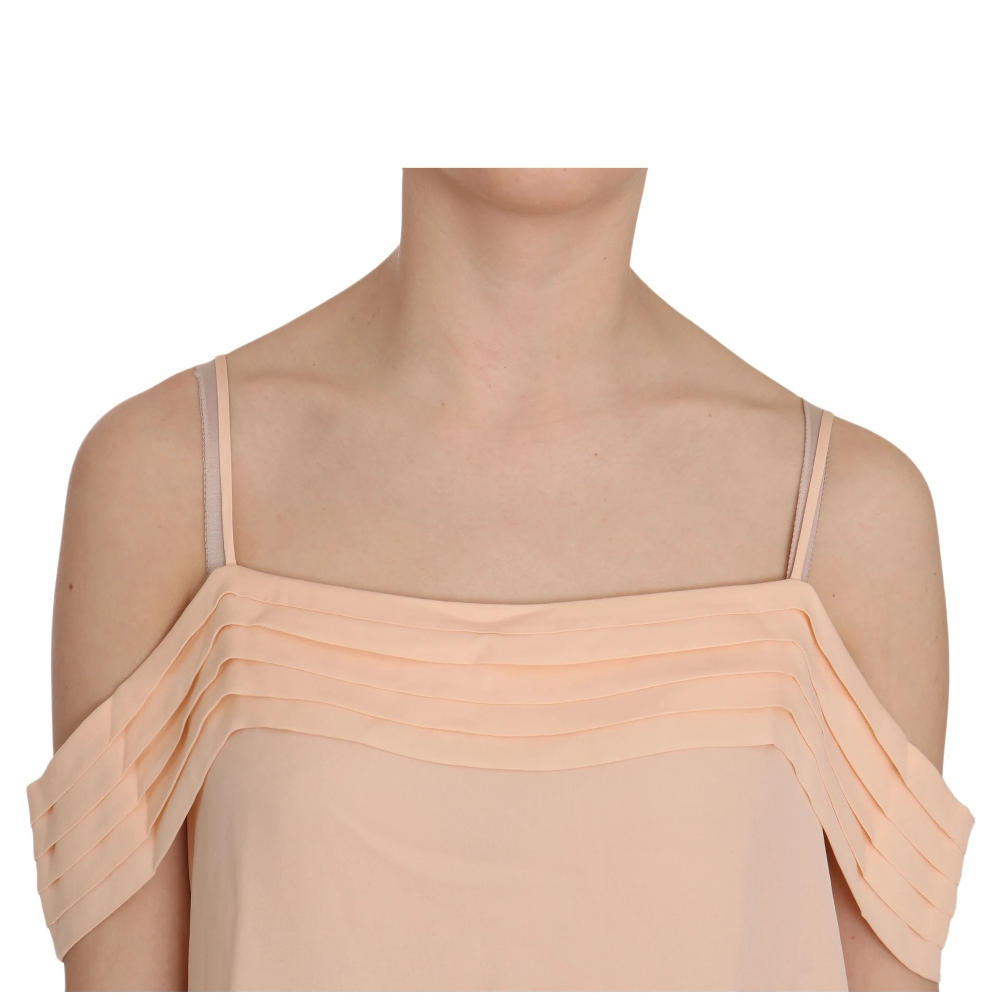 Orange Off Shoulder Strap Square Neck Top Blouse