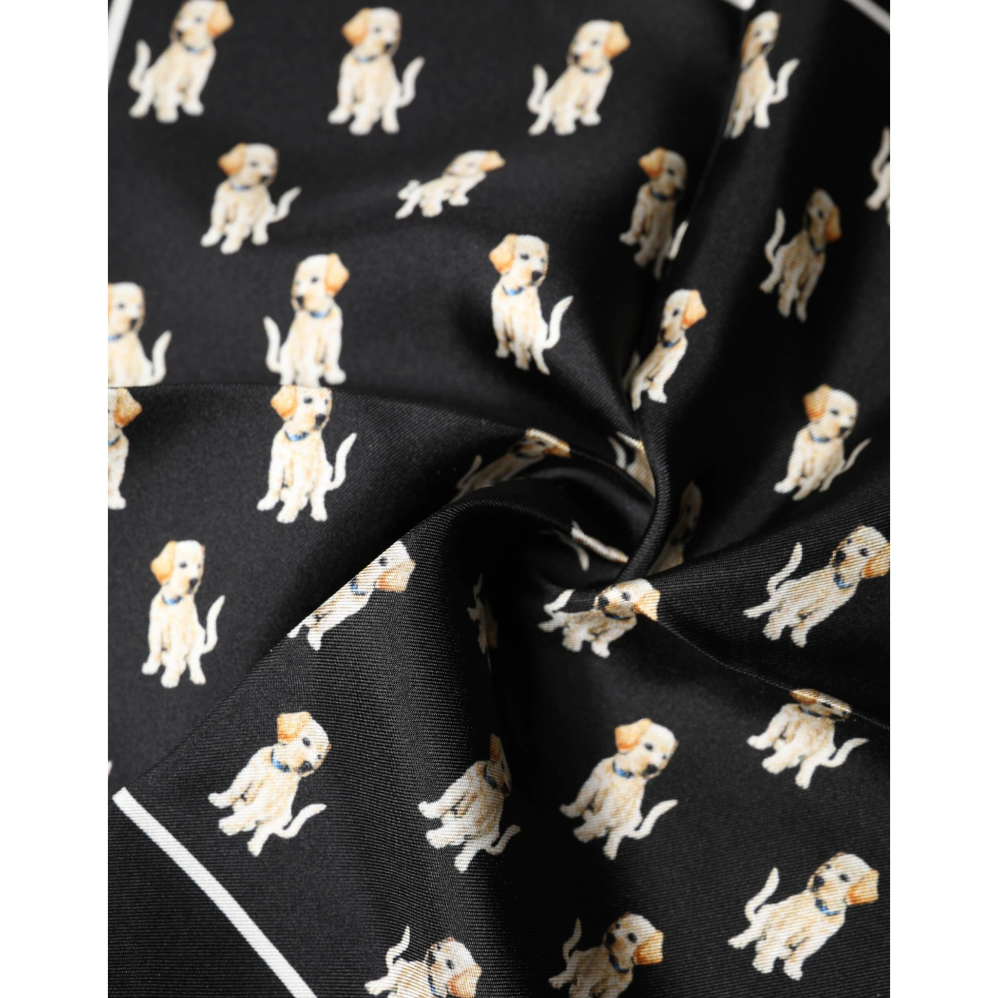 Black Dog Print Square Handkerchief Scarf