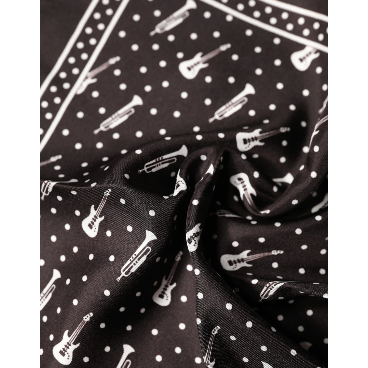 Black Guitar Trumpet Men Handkerchief Scarf