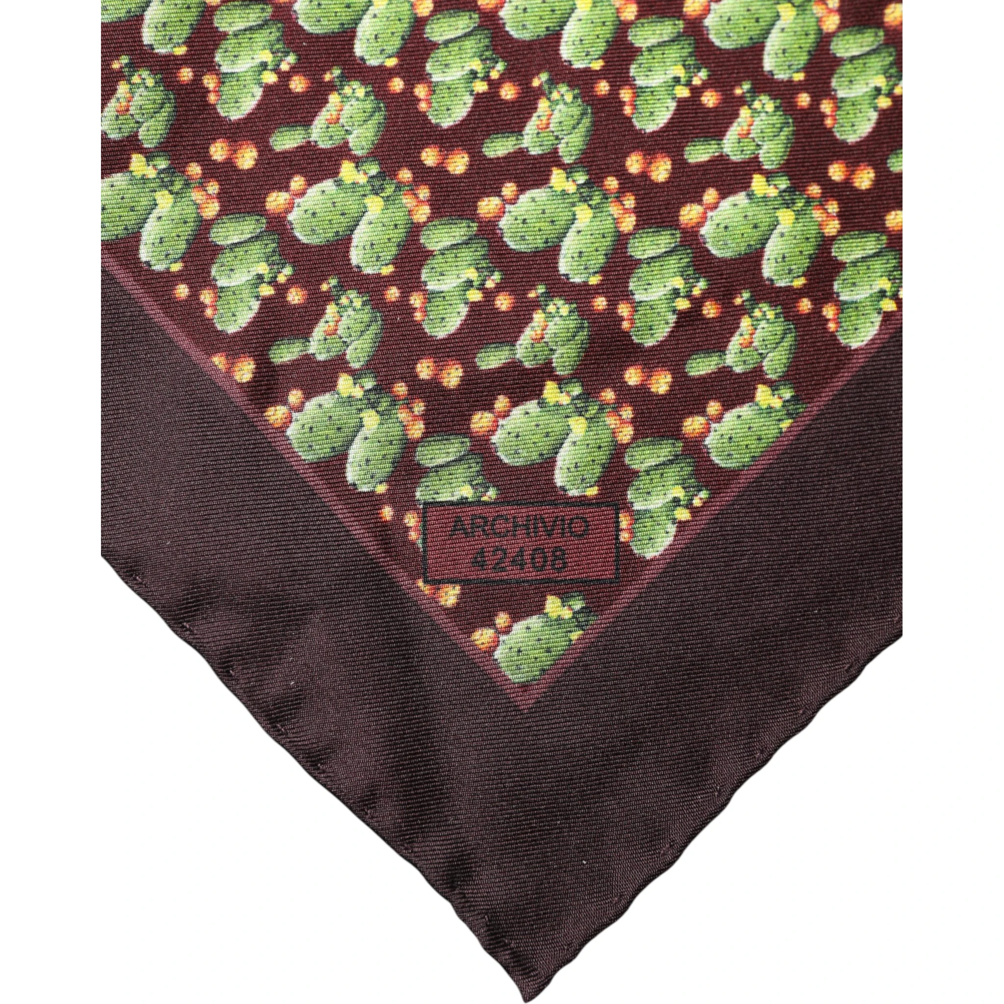 Brown Cactus Print Square Handkerchief Scarf