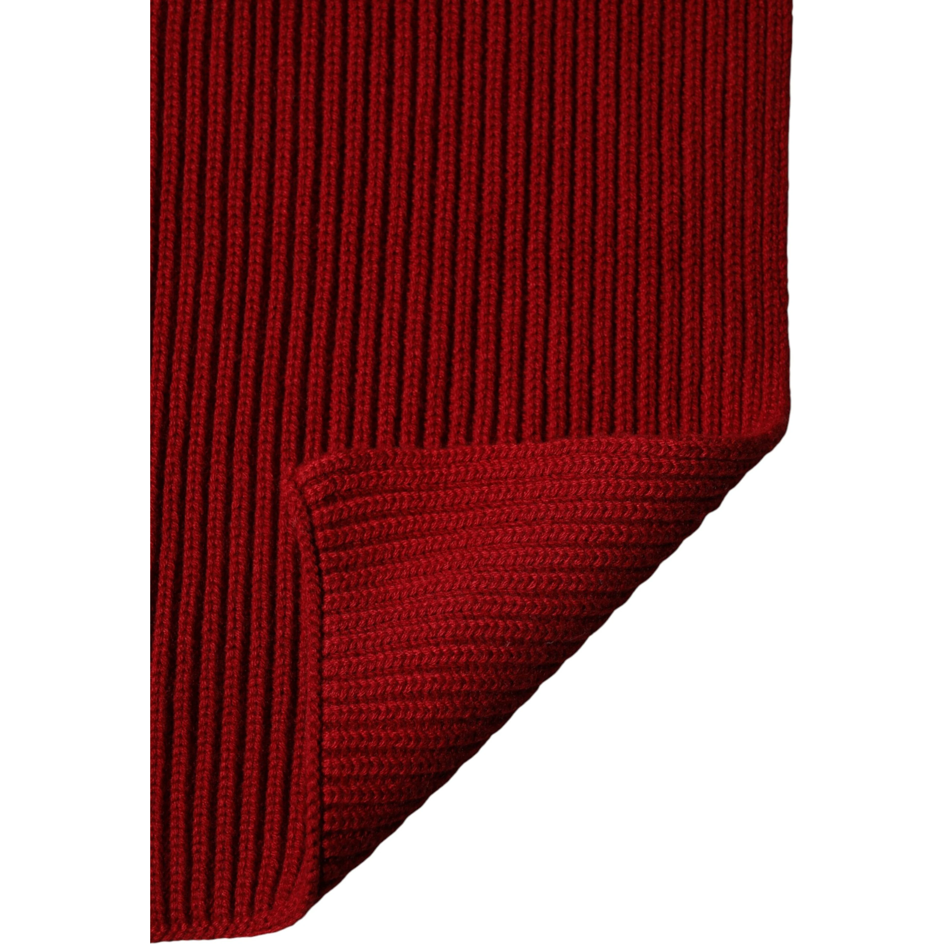 Red Wool Knitted Neck Wrap Shawl Men Scarf