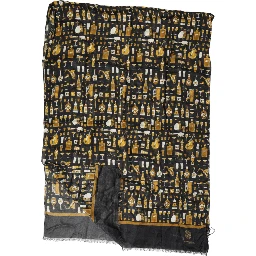 Black Jazz Club Print Neck Wrap Shawl Scarf