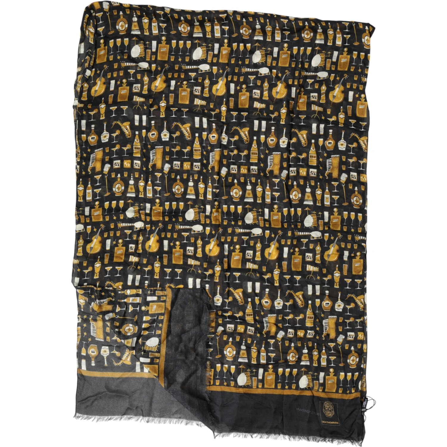 Black Jazz Club Print Neck Wrap Shawl Scarf