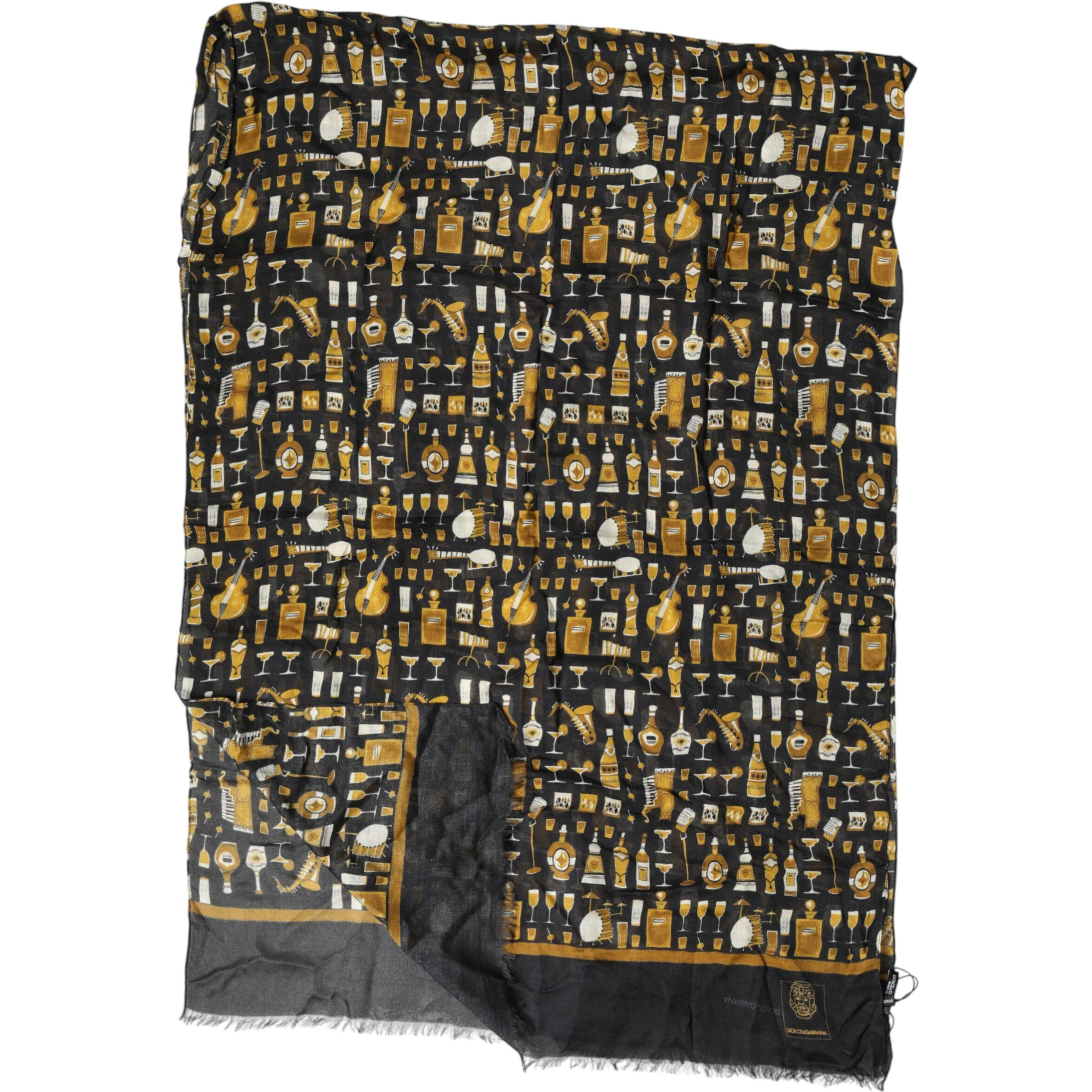 Black Jazz Club Print Neck Wrap Shawl Scarf