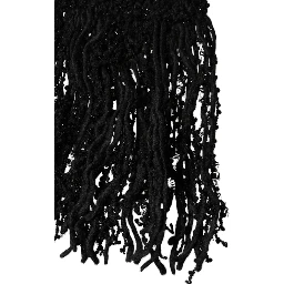 Black Wool Fringes Neck Wrap Foulard Scarf