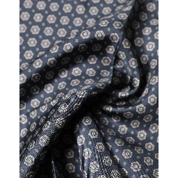 Blue Patterned Silk Square Handkerchief Scarf