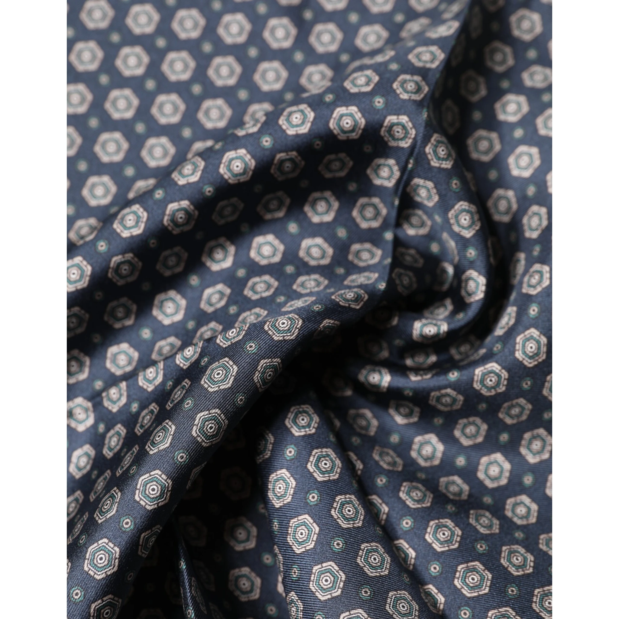 Blue Patterned Silk Square Handkerchief Scarf