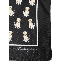 Black Dog Print Square Handkerchief Scarf