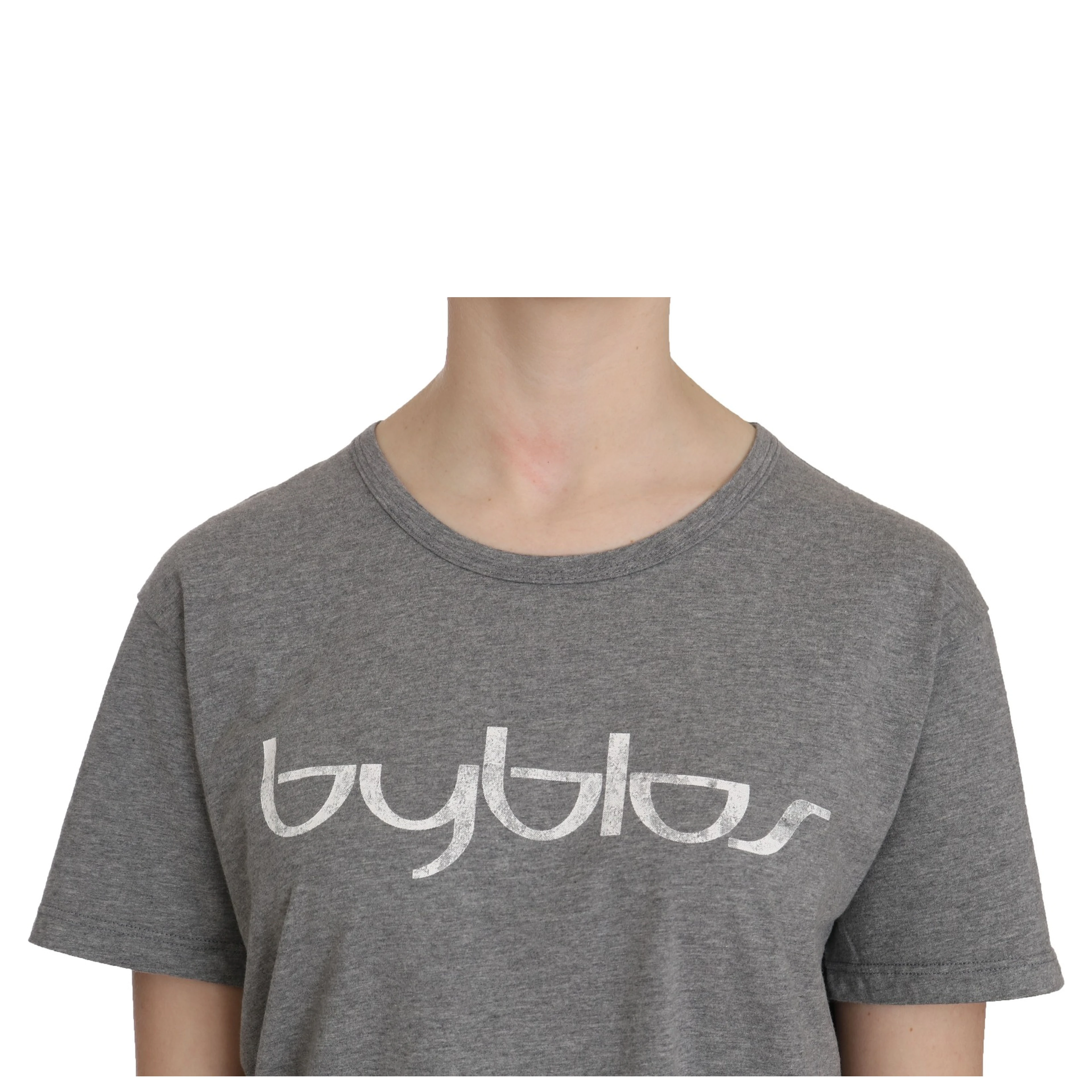 Cotton Grey Short Sleeve Round Neck Top T-shirt Blouse