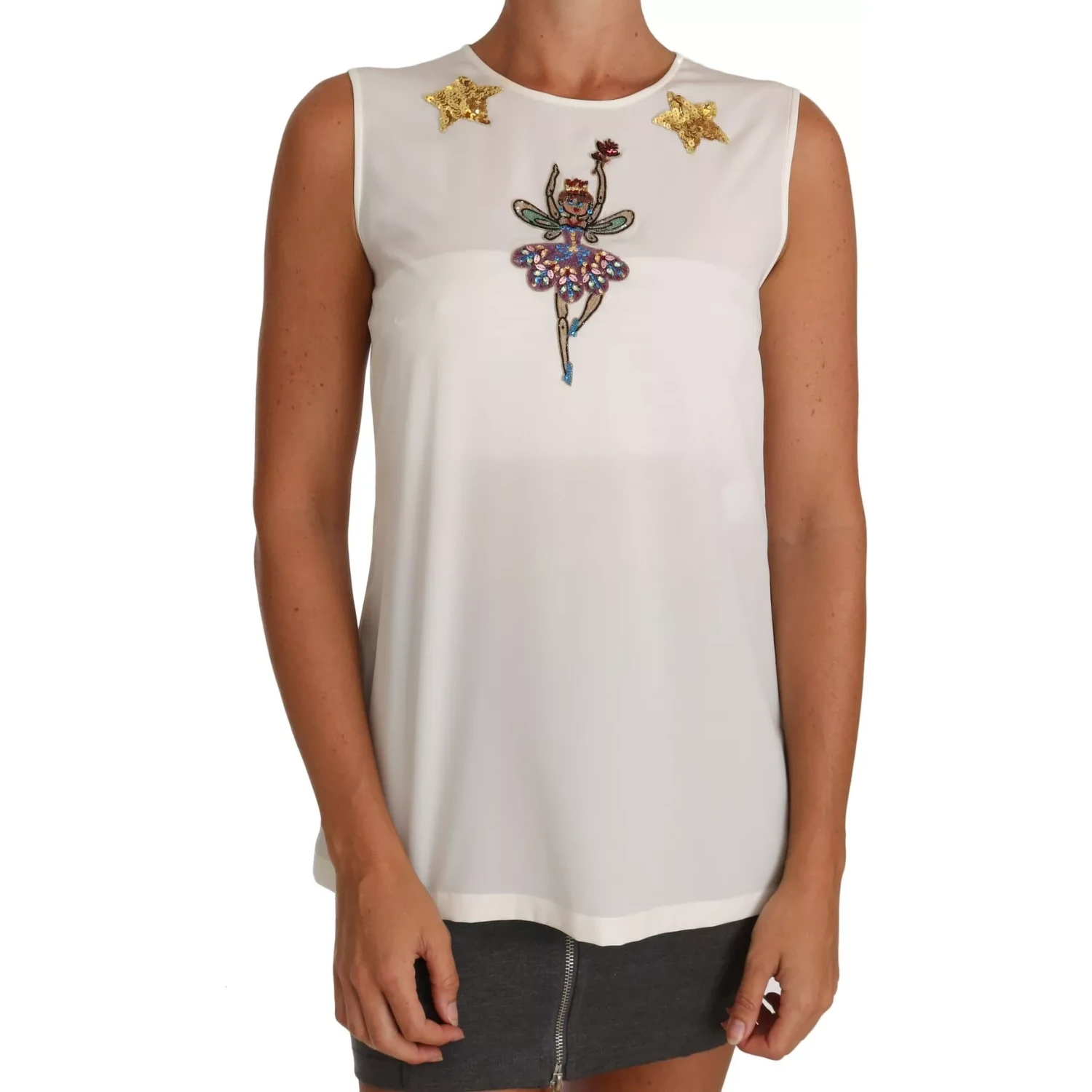 White Embellished Crystal Sequin Fairy  Top