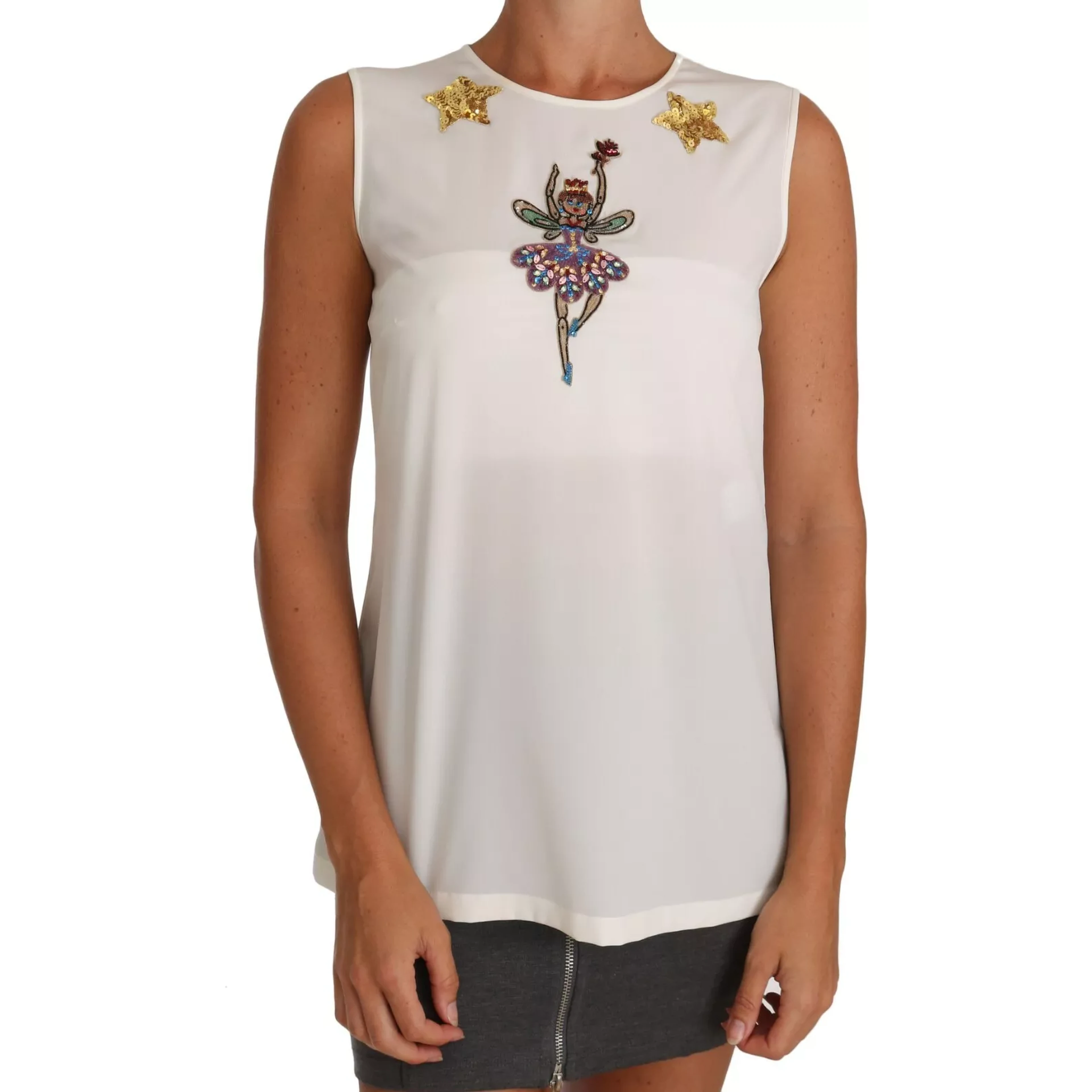 White Embellished Crystal Sequin Fairy  Top