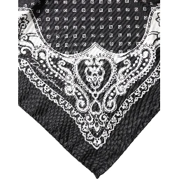 Black Bandana Print Square Handkerchief Scarf
