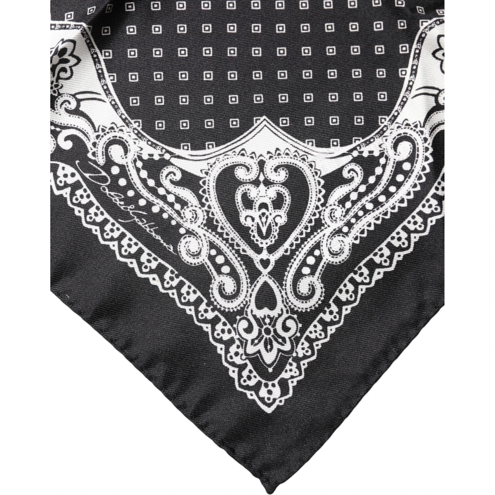 Black Bandana Print Square Handkerchief Scarf