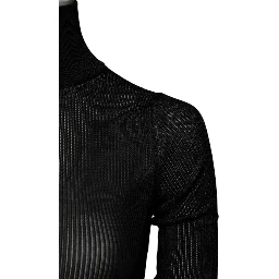 Black Viscose Turtle Neck Pullover Top