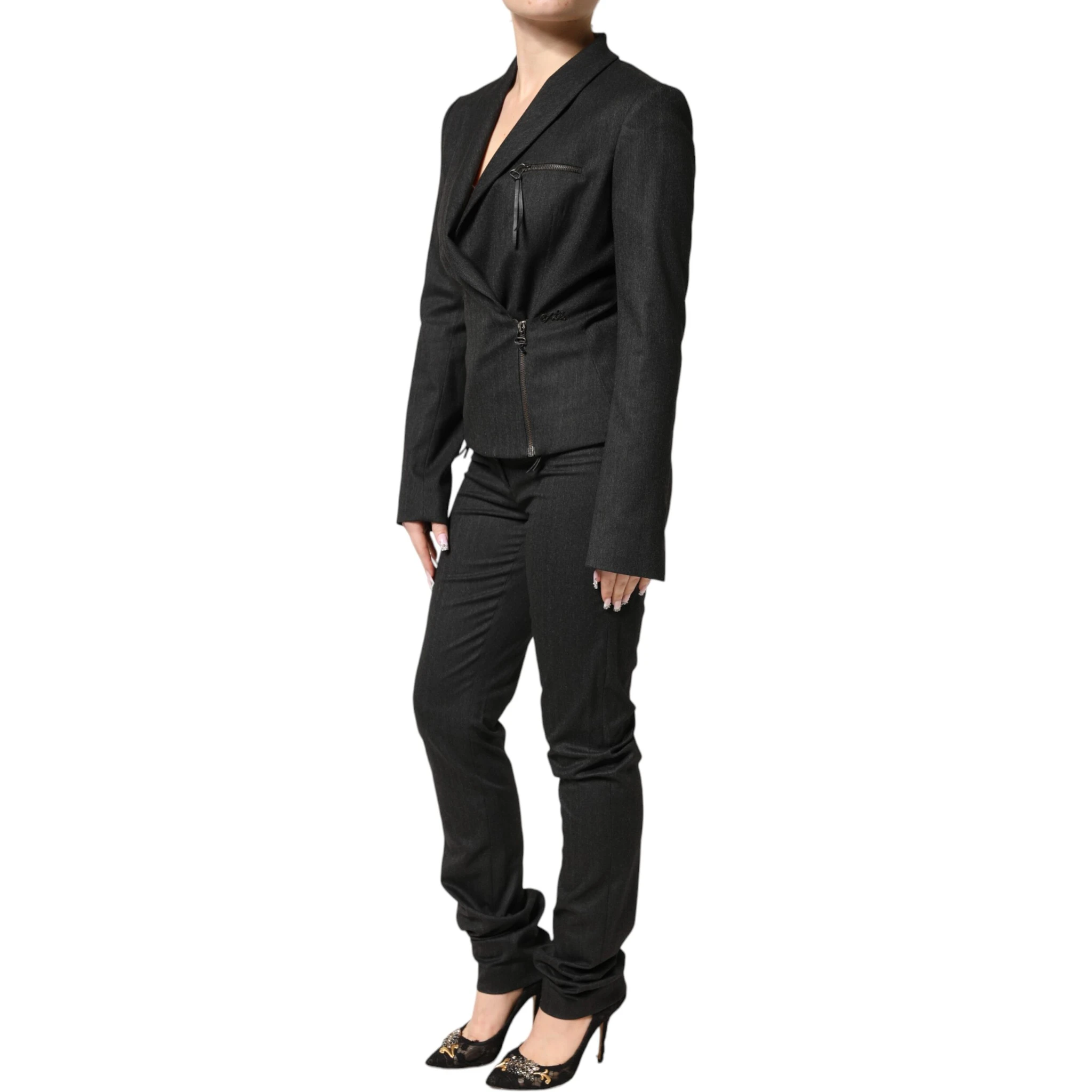 Black Double Breasted Pants Blazer Jacket 2 Piece Suit