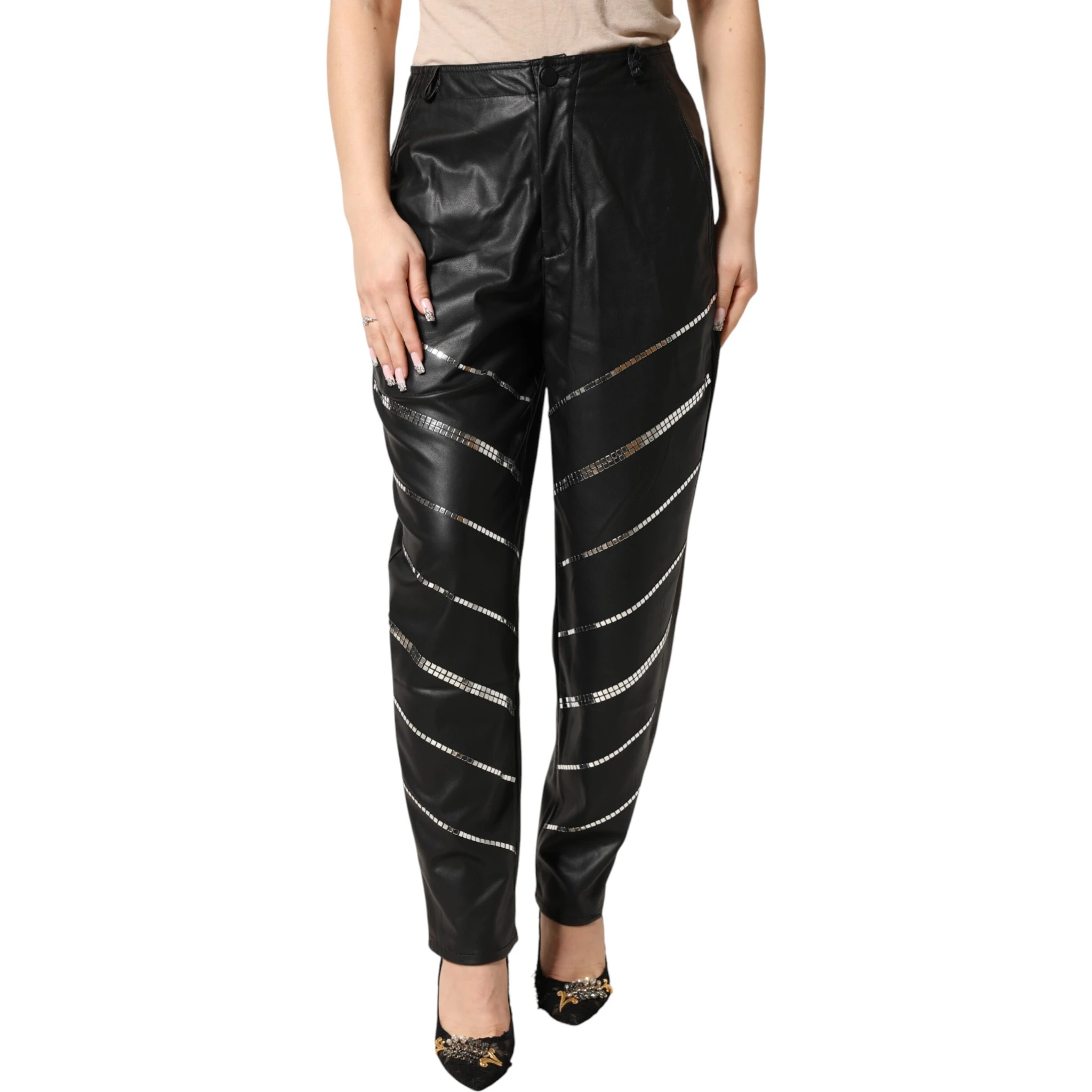Black Embellished Tapered  Pants