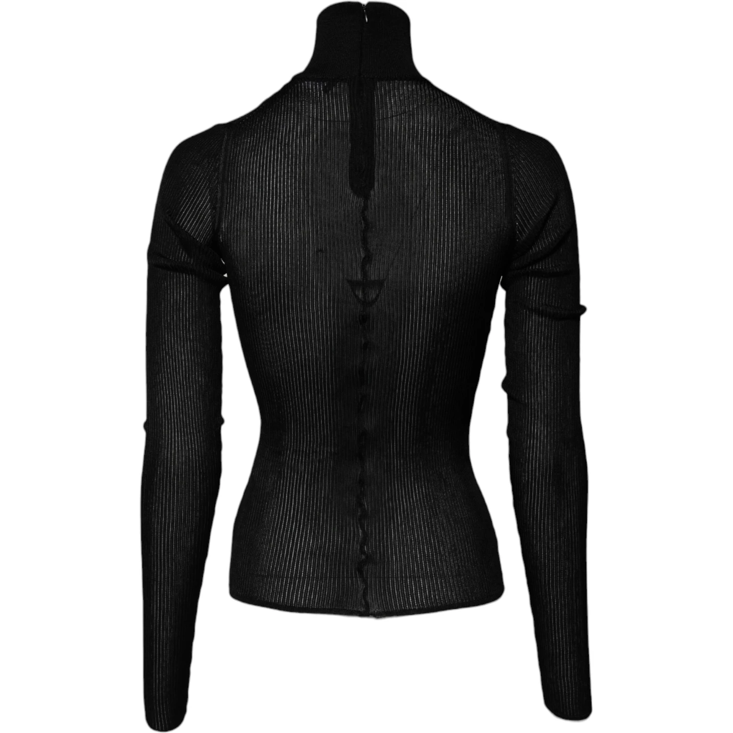 Black Viscose Turtle Neck Pullover Top