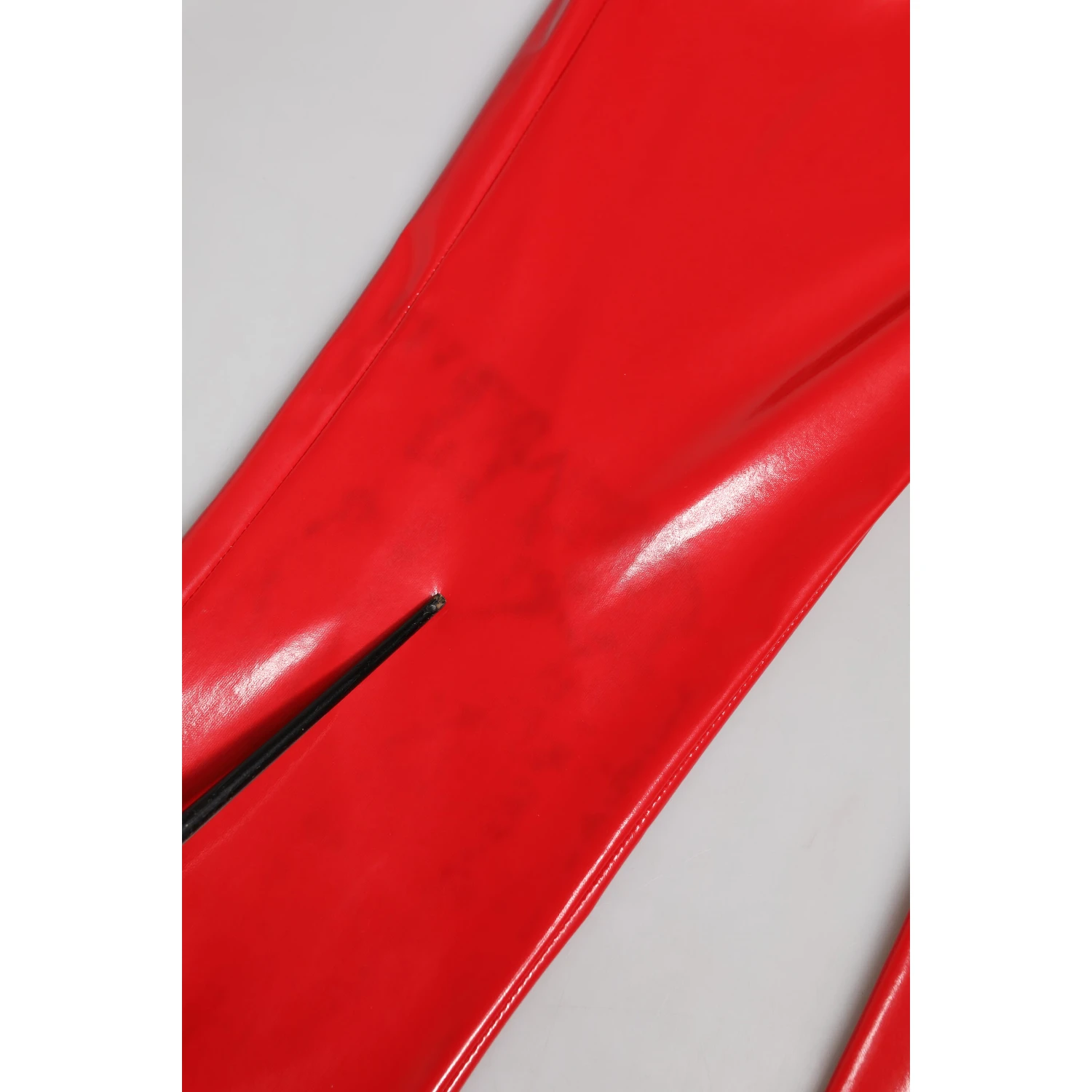 Shiny Red High Waist Skinny Trouser Pants