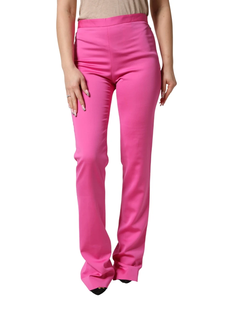 Pink Viscose High Waist Straight Casual Trouser Pants alternative
