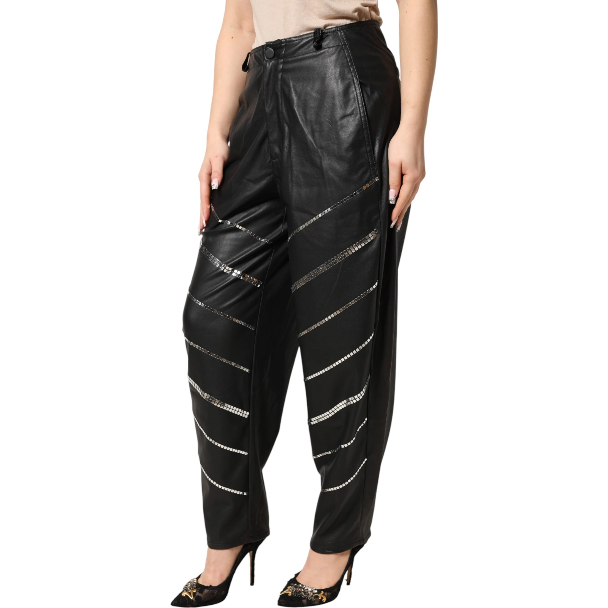 Black Embellished Tapered  Pants