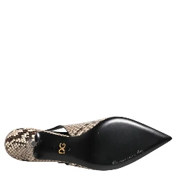 Multicolor Leather Heels Slingback Shoes