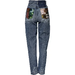 Blue Distressed Cotton AMBER Denim Jeans