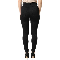 Black Nylon Stretch Skinny High Waist Pants