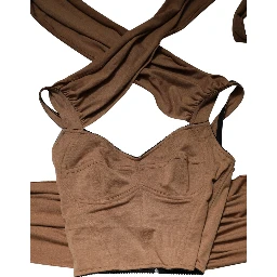 Brown Virgin Wool Sleeveless Scarf Tank Top