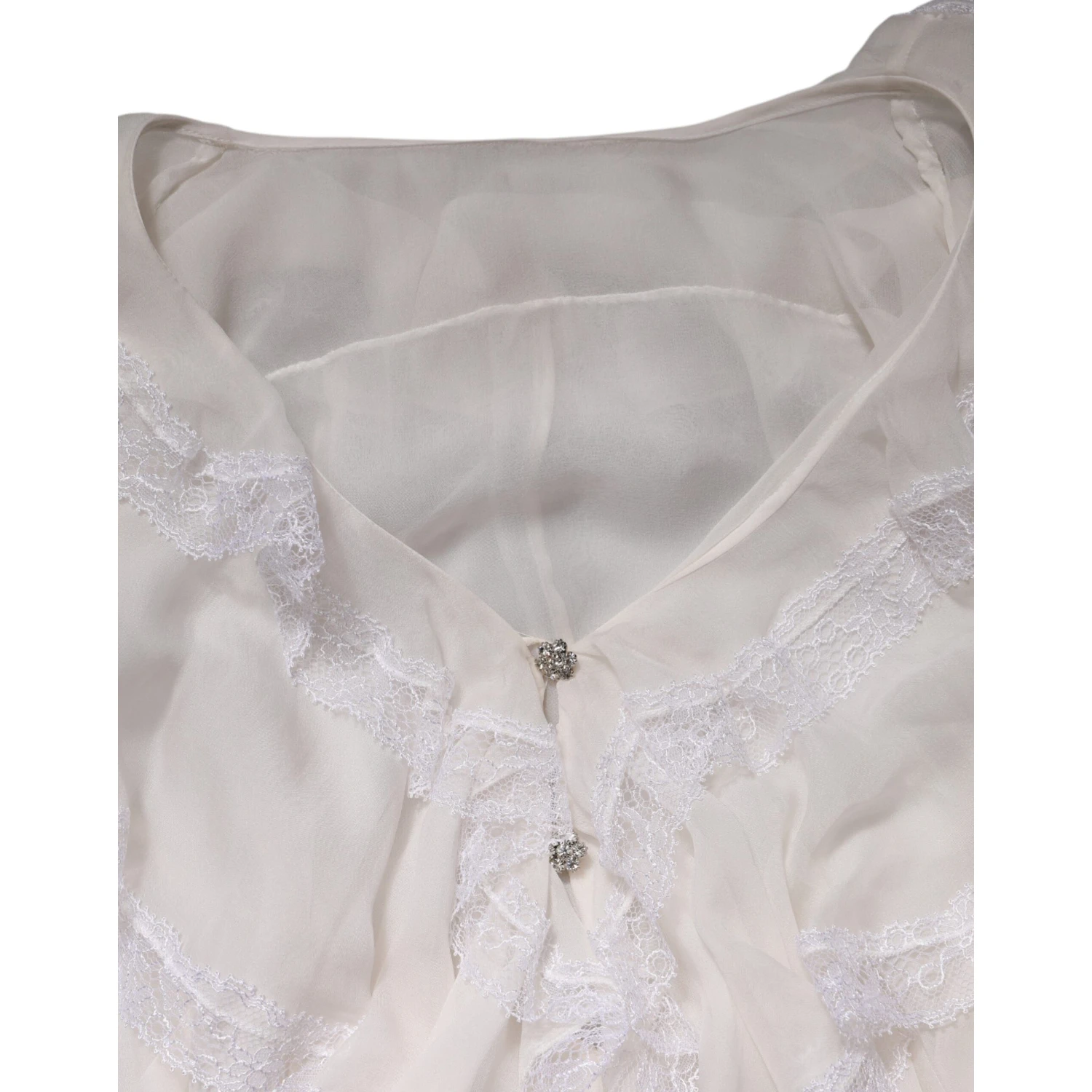 White Ruffles Lace Long Sleeve Blouse Top