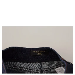 Blue Denim Stretch Crystal Hot Pants Shorts