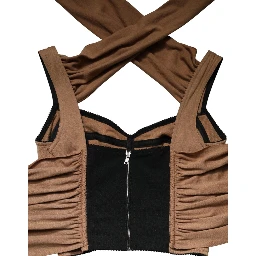Brown Virgin Wool Sleeveless Scarf Tank Top