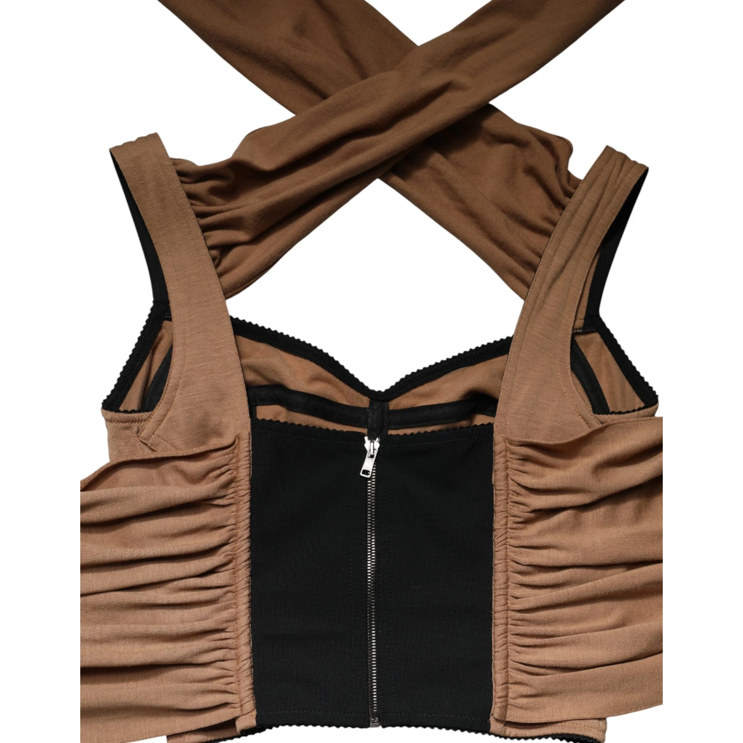 Brown Virgin Wool Sleeveless Scarf Tank Top