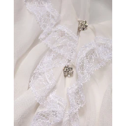White Ruffles Lace Long Sleeve Blouse Top