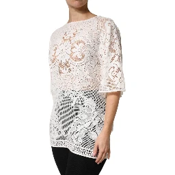 White Embroidery Lace Cotton Blouse Top