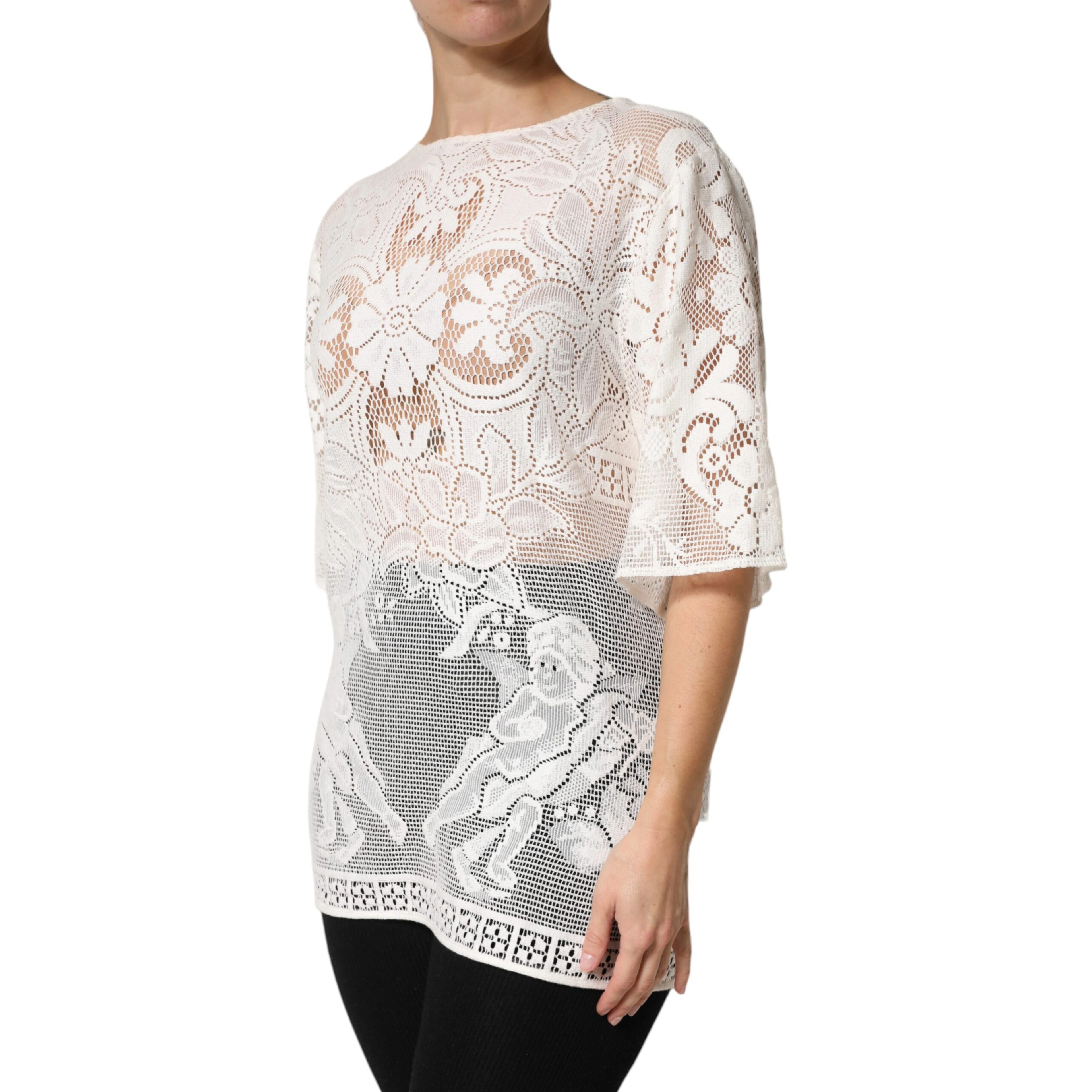 White Embroidery Lace Cotton Blouse Top