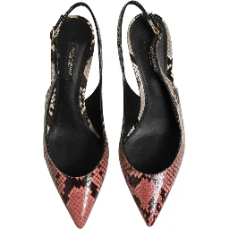 Multicolor Leather Heels Slingback Shoes