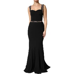 Black Embellished Sheath MermaidGown Dress