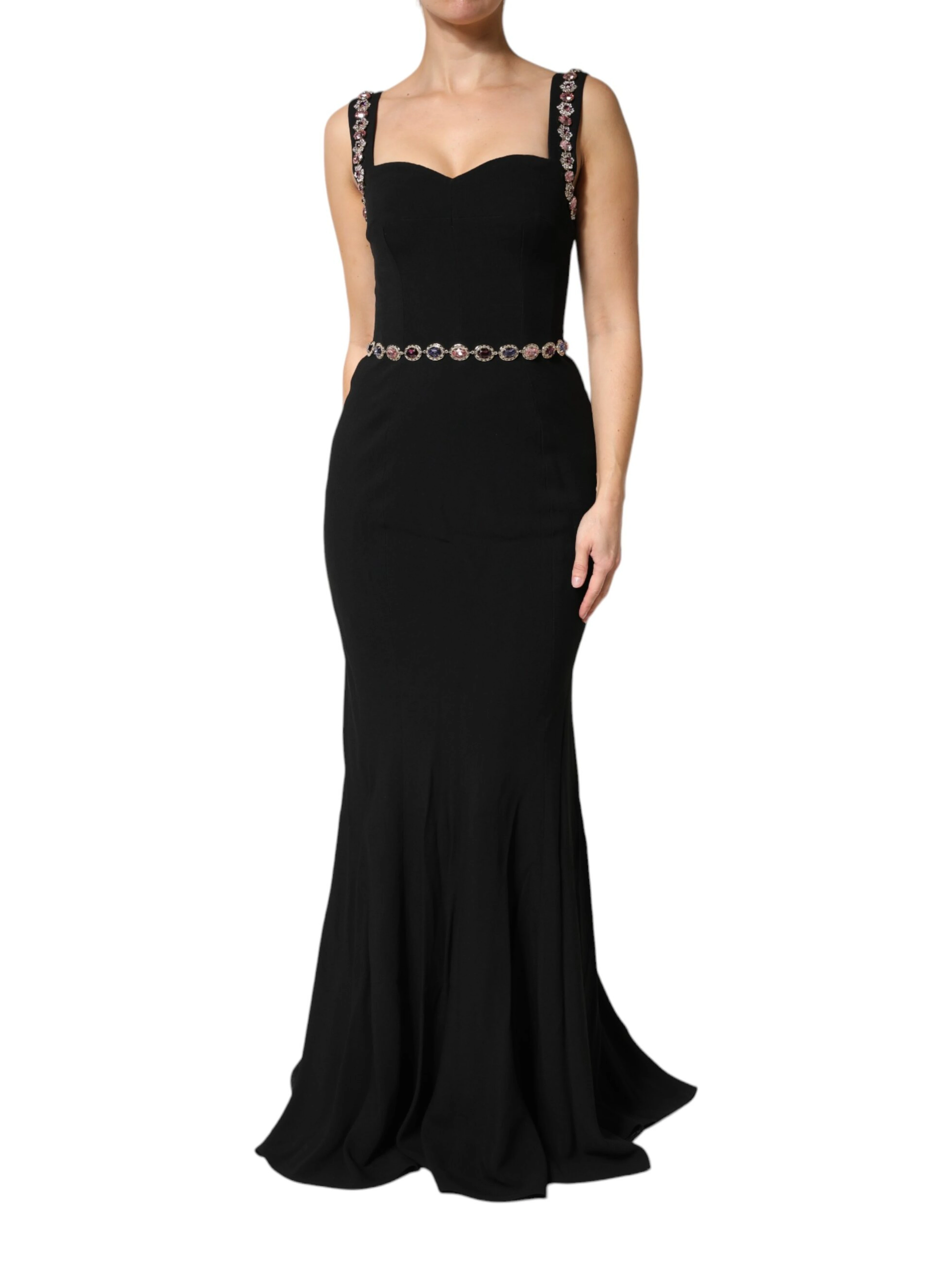 Black Embellished Sheath MermaidGown Dress