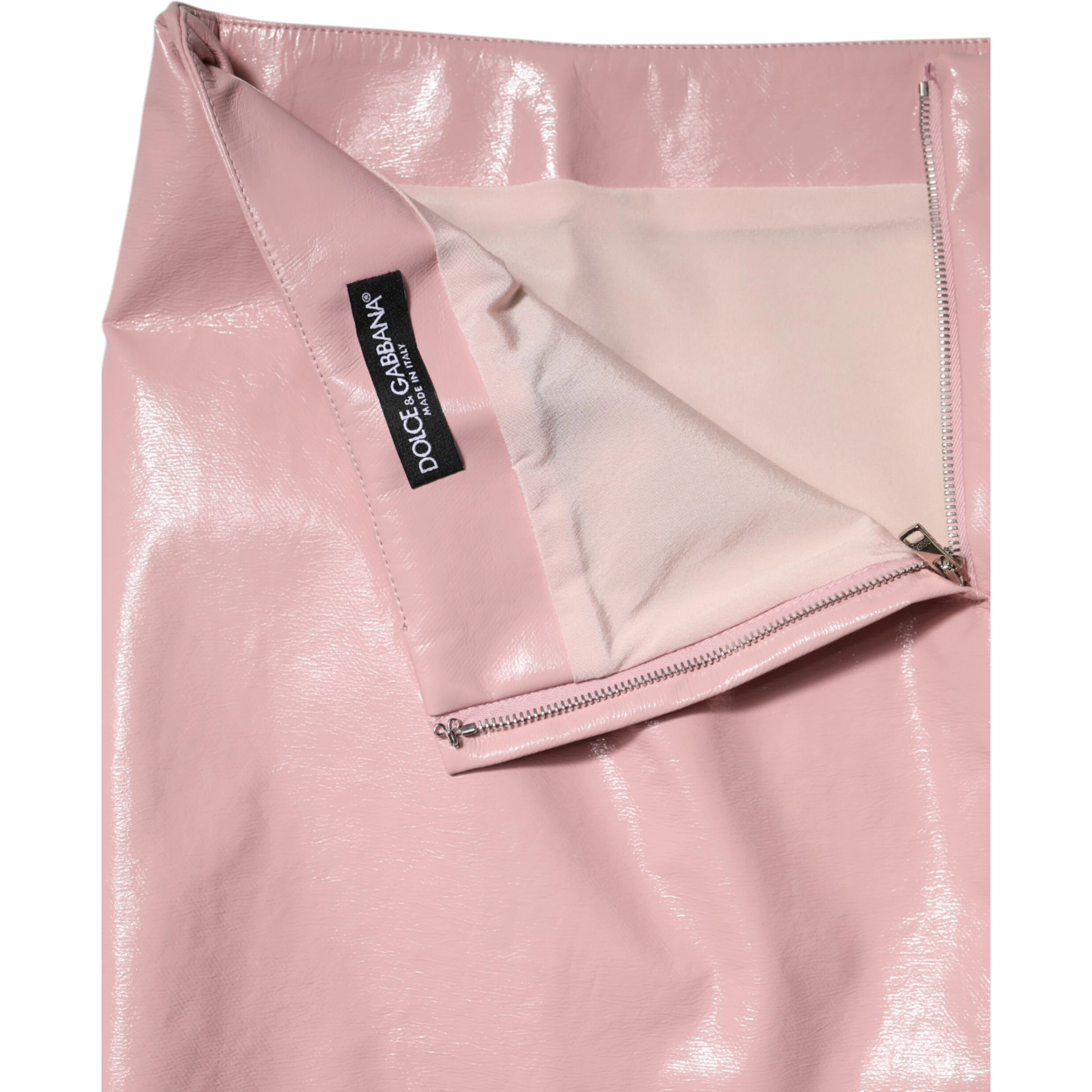 Glossy Pink Cotton High Waist Mini Skirt
