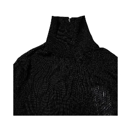 Black Viscose Turtle Neck Pullover Top