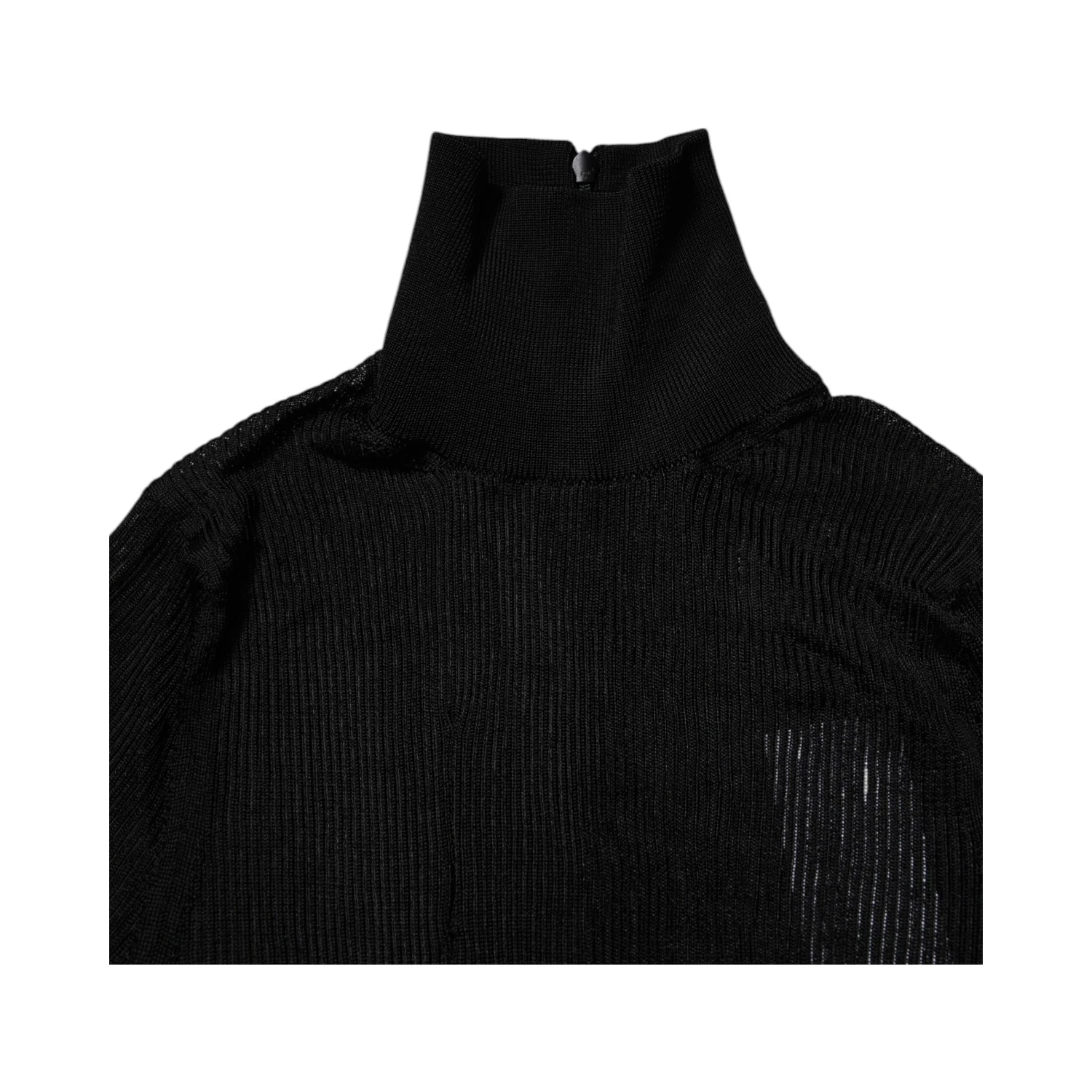 Black Viscose Turtle Neck Pullover Top