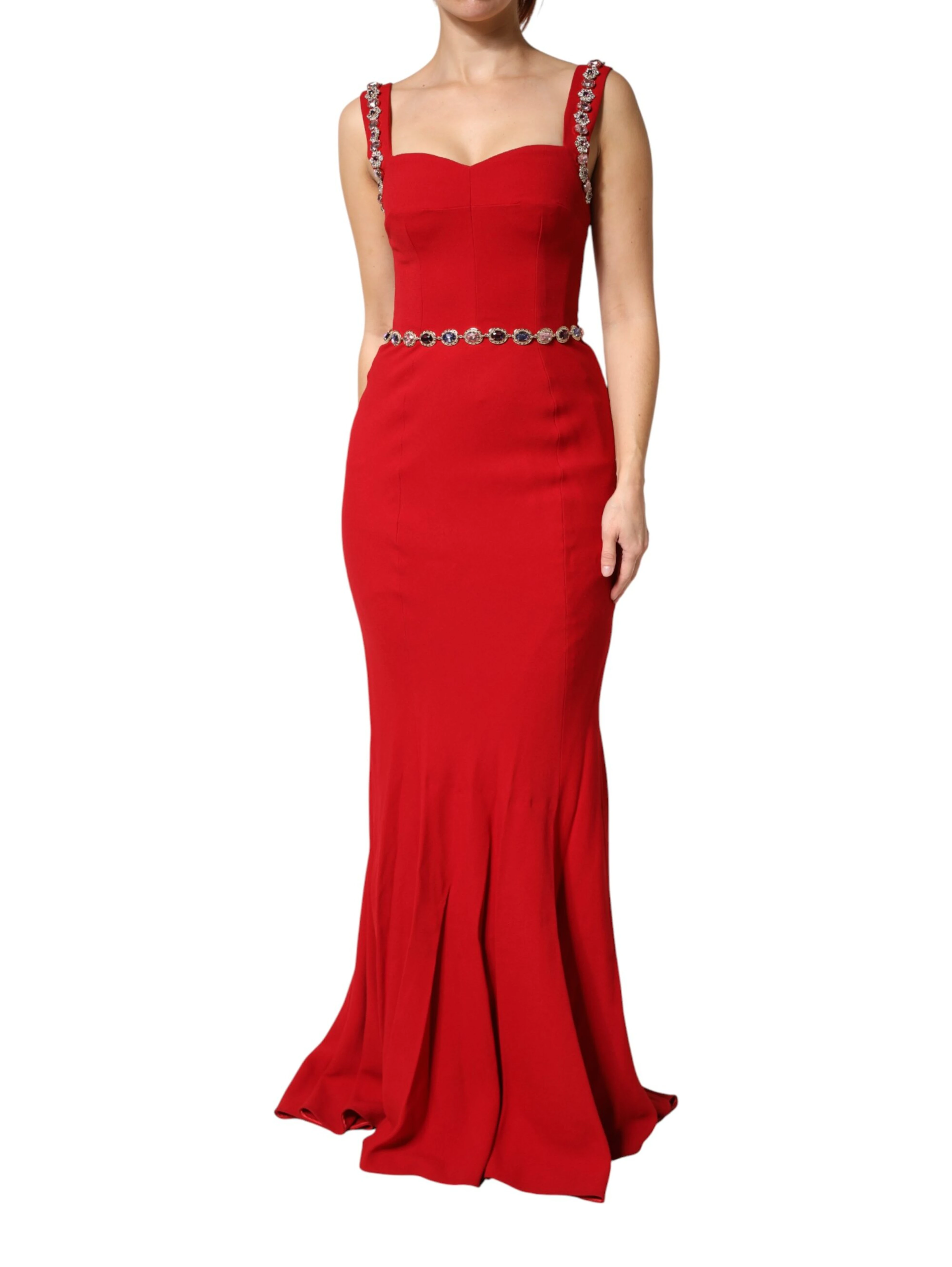 Red Embellished Sheath Mermaid Gown Dress