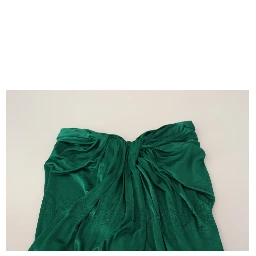 Dark Green High Waist Midi Skirt Pencil Cut Pleated