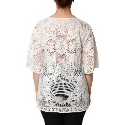 White Embroidery Lace Cotton Blouse Top