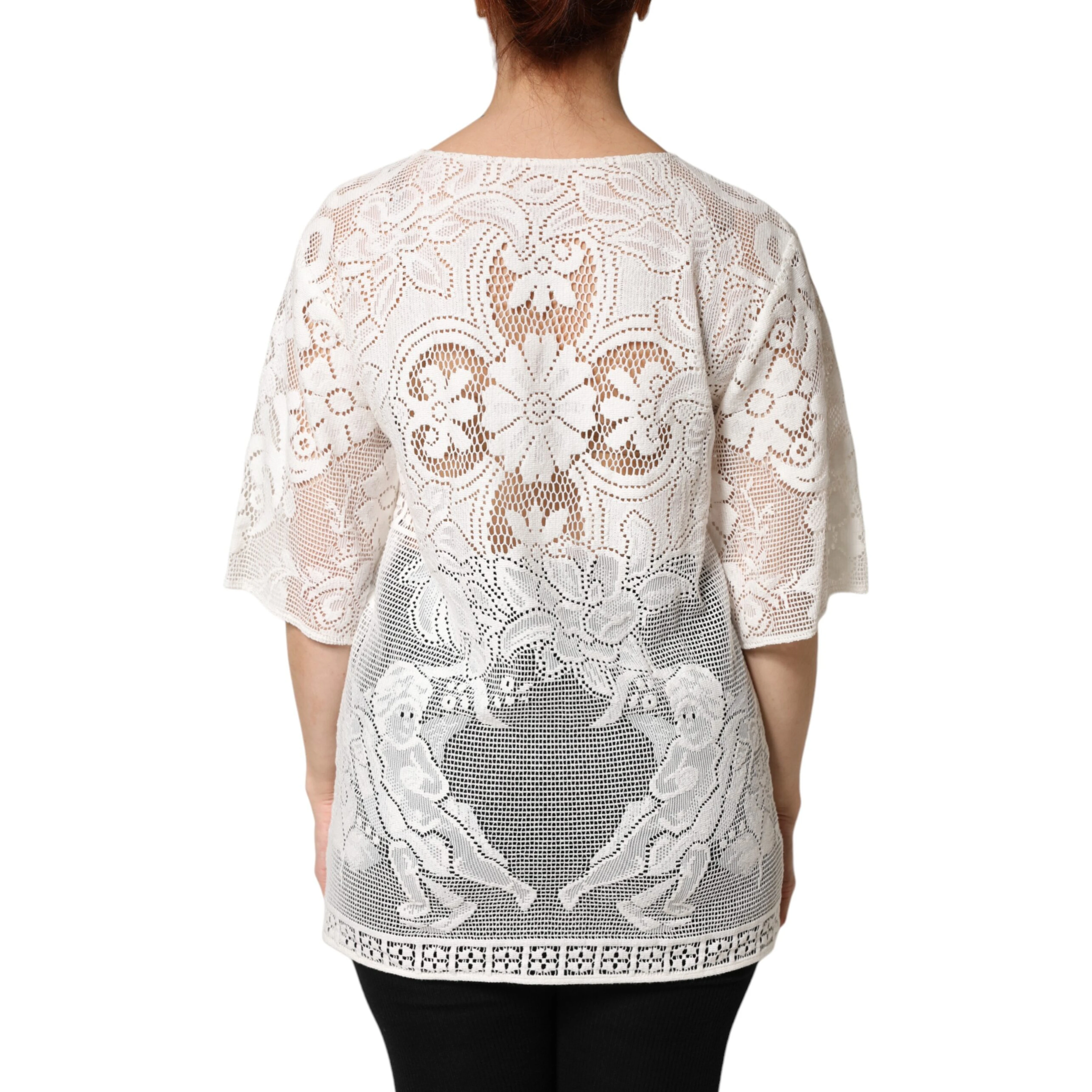 White Embroidery Lace Cotton Blouse Top